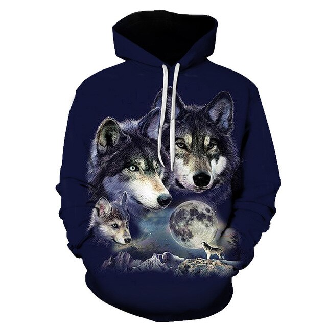 Fashion Galaxy Space 3D Hoodie bright wolf Print Hoodies