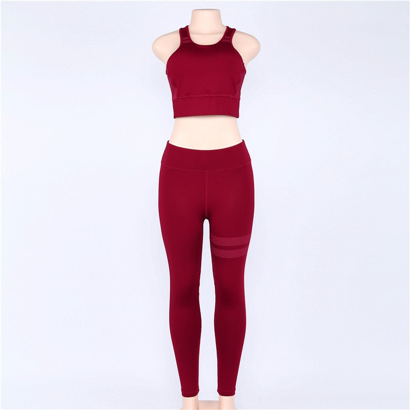 High Waist 2 Piece Fitness Set Women New Seamless Leggings