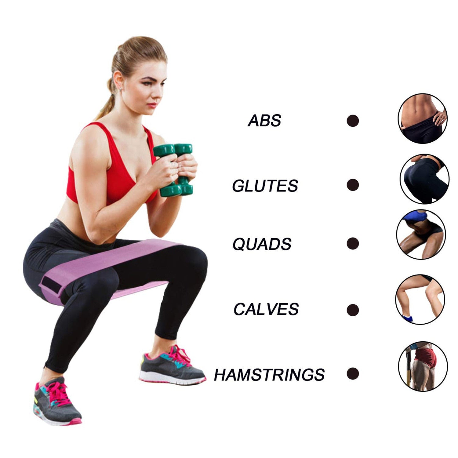 3PCS Unisex Resistance Bands Elastic Fabric Booty//Bands Set Non-slip Circle - GilloServ