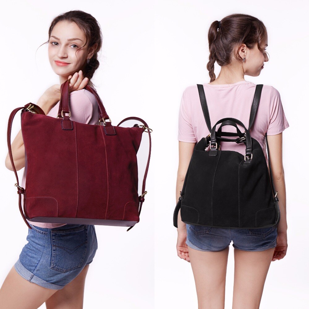 Women Real Split Suede Leather Shoulder Tote Bag