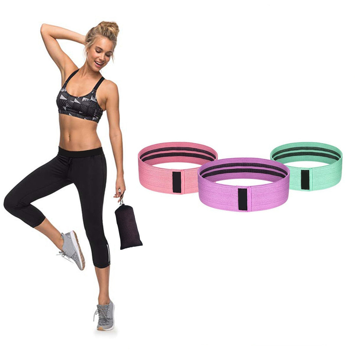 3PCS Unisex Resistance Bands Elastic Fabric Booty//Bands Set Non-slip Circle - GilloServ