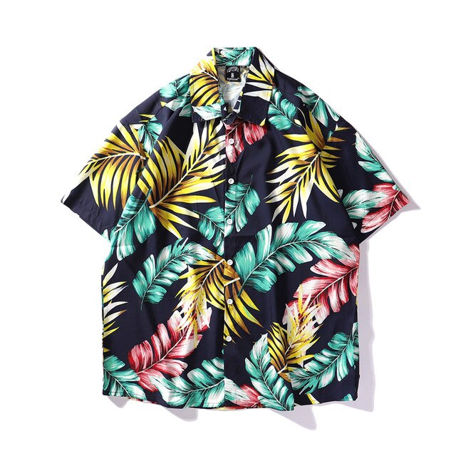 Summer Mens Colorful Hawaiian Shirt Hip Hop Streetwear