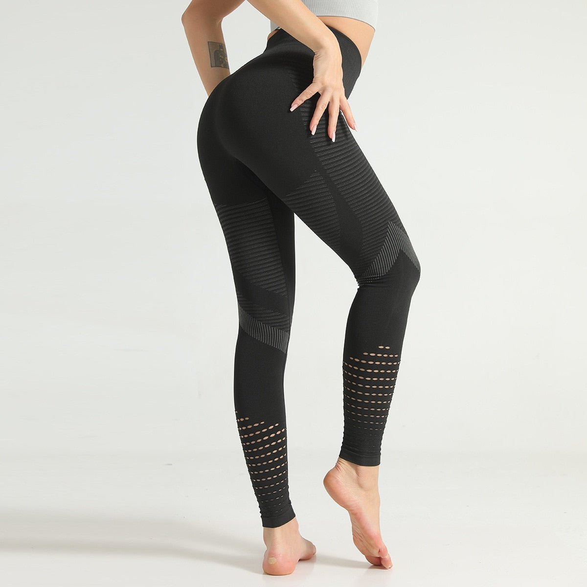 Hollow Out Fitness Gym Leggings Seamless Workout Running Activewear - GilloServ