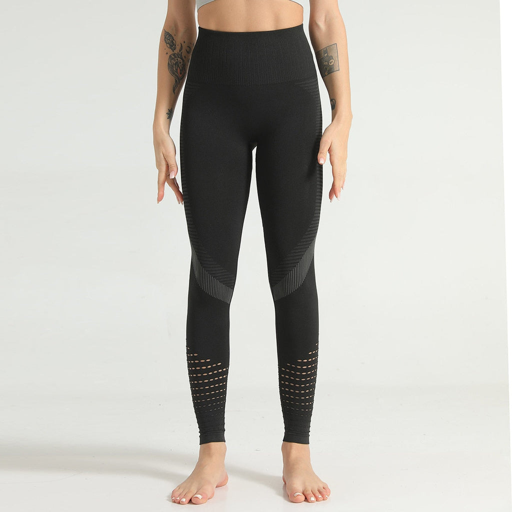 Hollow Out Fitness Gym Leggings Seamless Workout Running Activewear - GilloServ