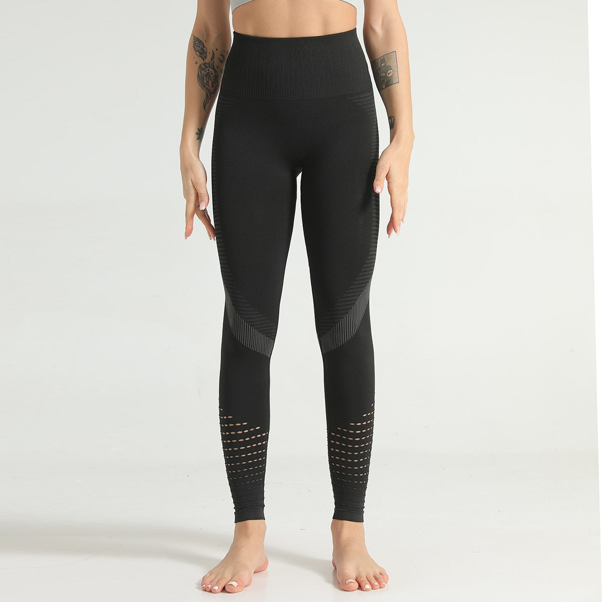 Hollow Out Fitness Gym Leggings Seamless Workout Running Activewear - GilloServ