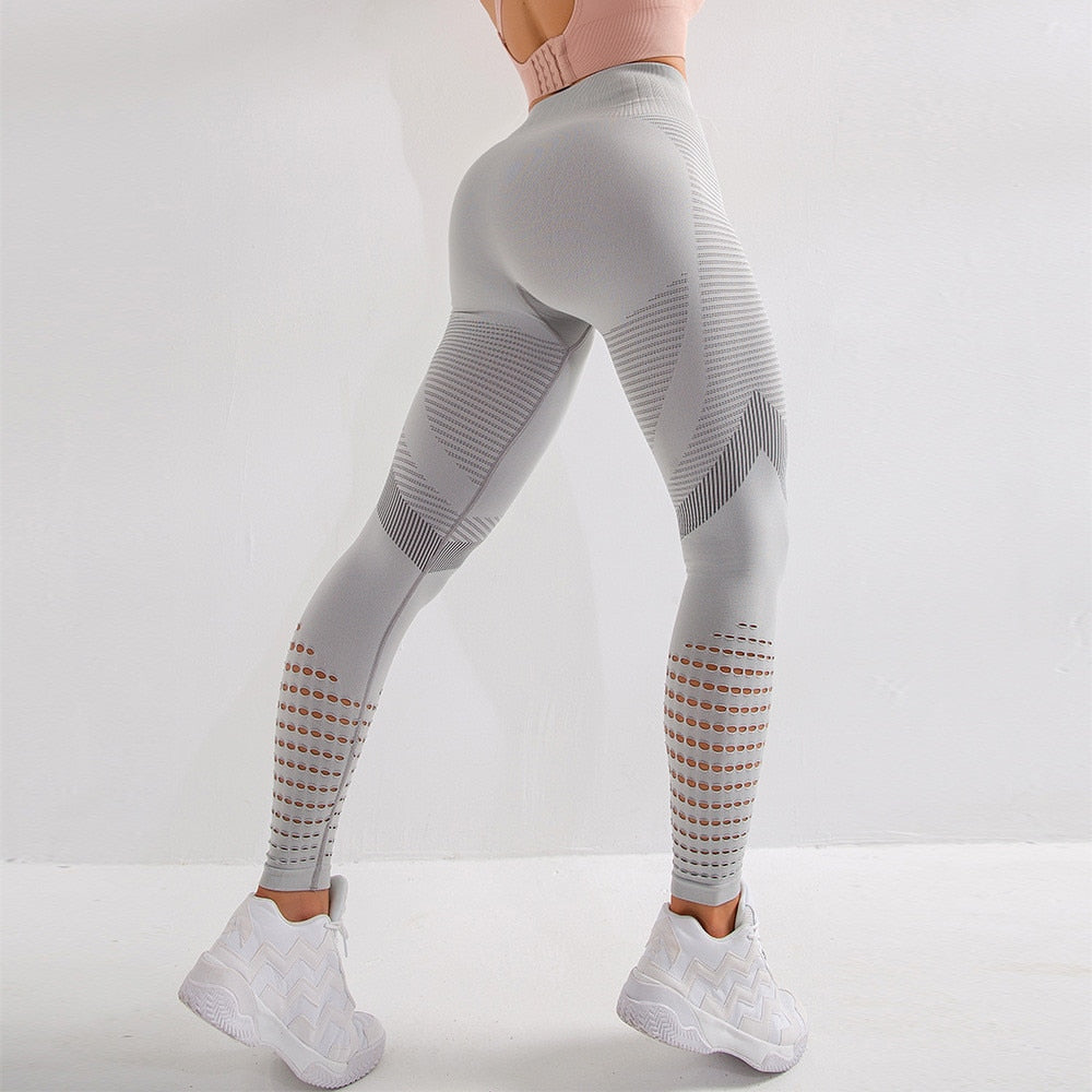 Hollow Out Fitness Gym Leggings Seamless Workout Running Activewear - GilloServ