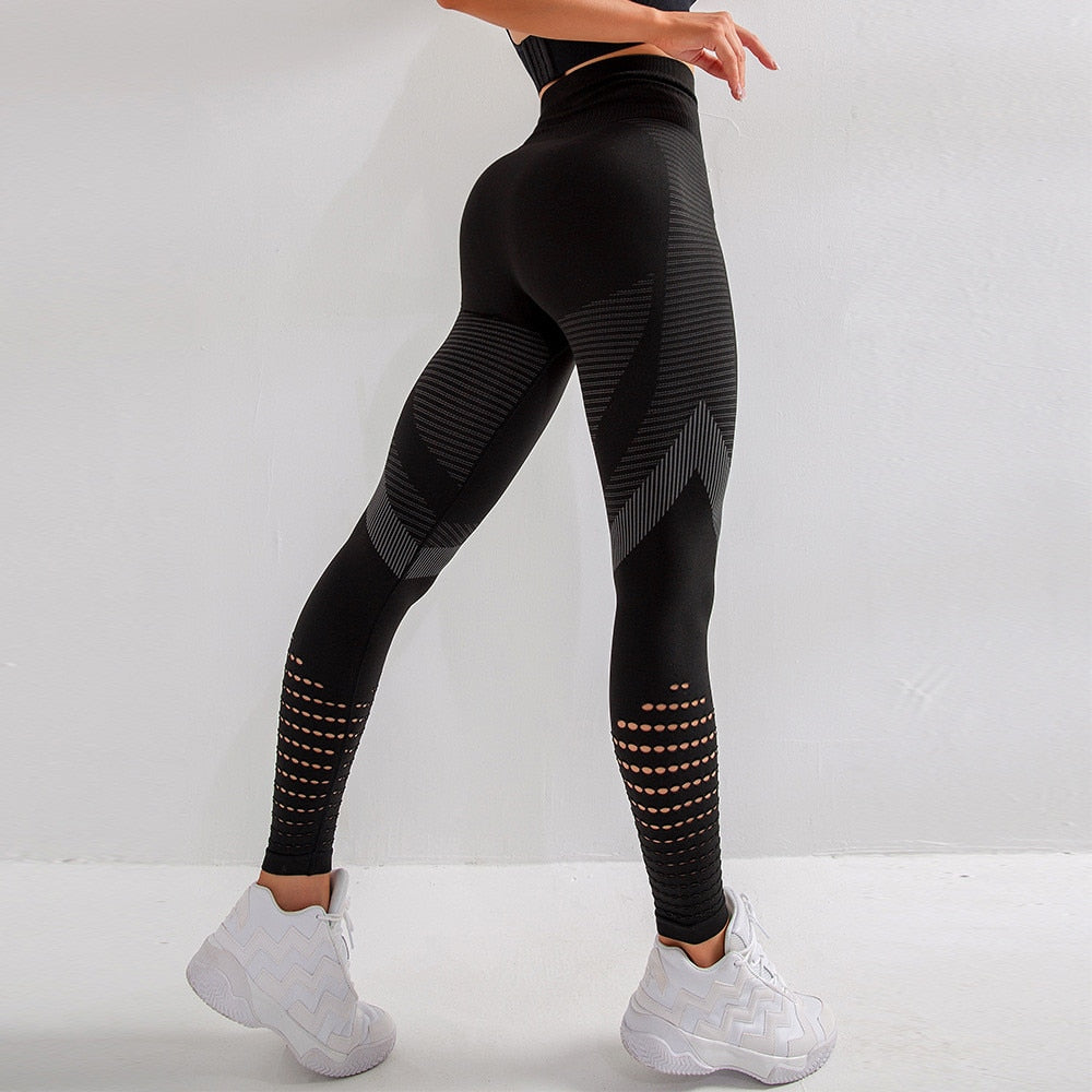 Hollow Out Fitness Gym Leggings Seamless Workout Running Activewear - GilloServ