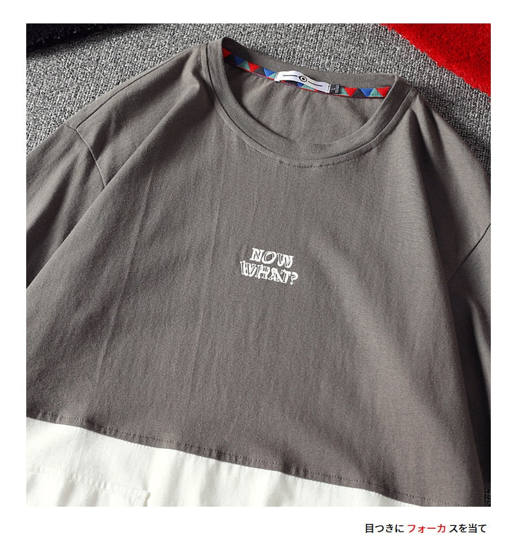 Men's Cotton Fashion T-shirt Mens Summer Patchwork T-Shirt