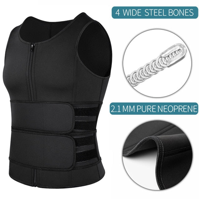 Men Body Shaper Sauna Vest Waist Trainer Double Belt Sweat Shirt