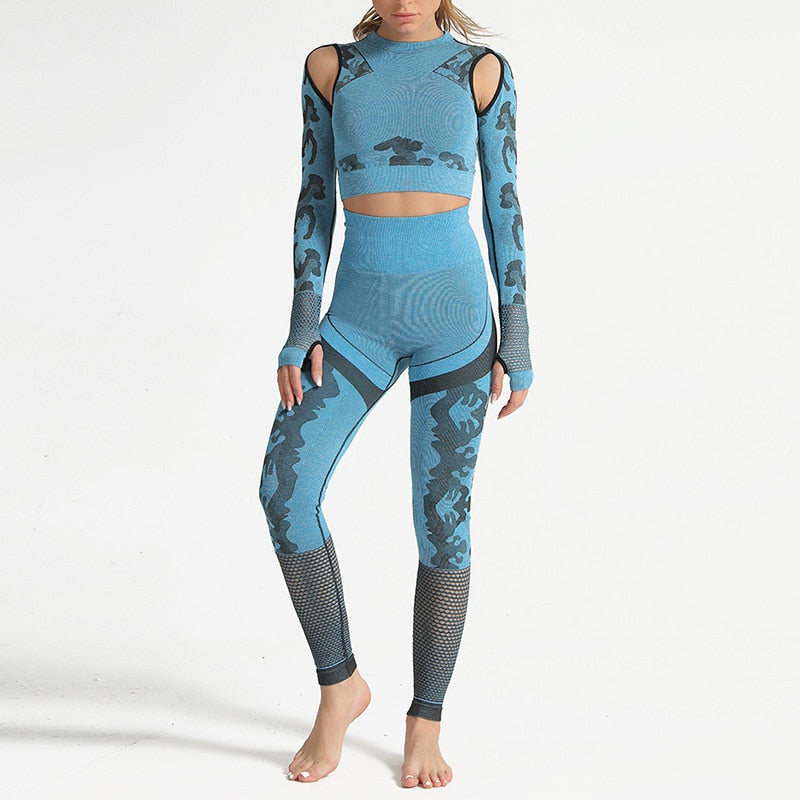 Sport Fitness Seamless Yoga Set Suit Camouflage Workout - GilloServ
