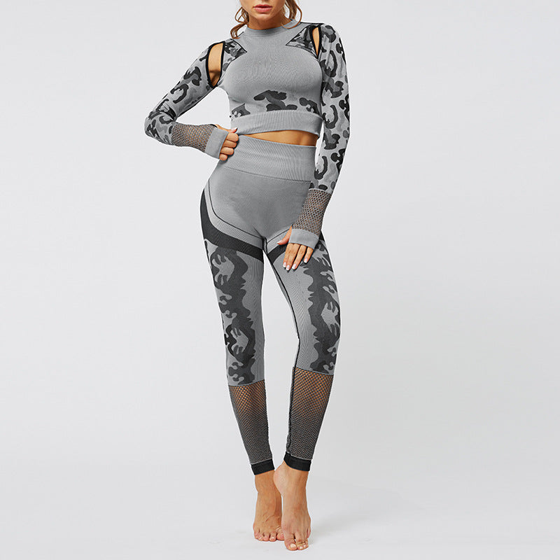 Sport Fitness Seamless Yoga Set Suit Camouflage Workout - GilloServ