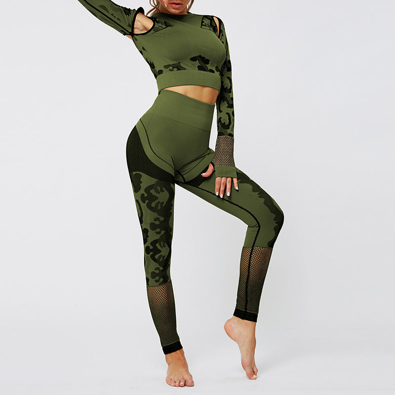 Sport Fitness Seamless Yoga Set Suit Camouflage Workout - GilloServ