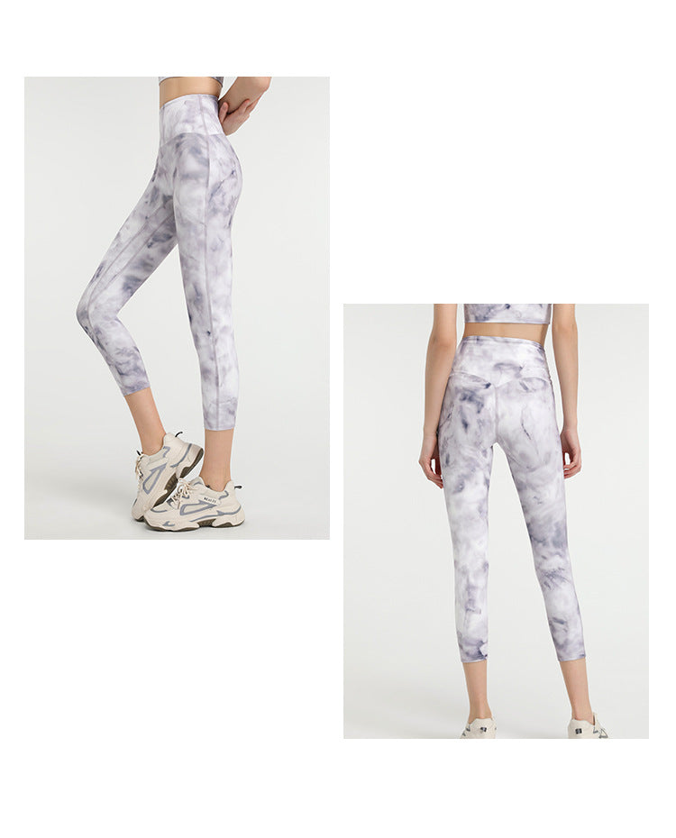Tie Dye NO FRONT SEAM Sport Gym Yoga Capri Leggings Women - GilloServ
