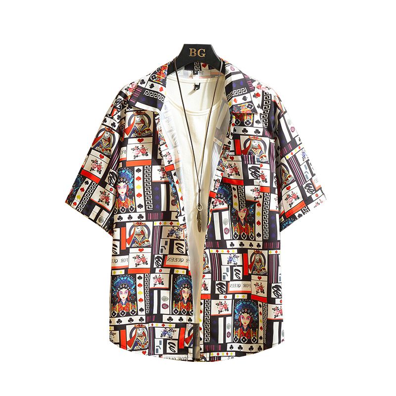 New Graffiti Pattern Mens Shirt Tops Playing Cards Printed