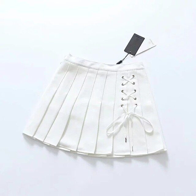 Women Pleated Tennis Skort with Side Lace Up