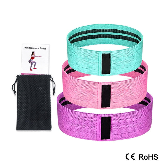 3PCS Unisex Resistance Bands Elastic Fabric Booty//Bands Set Non-slip Circle - GilloServ