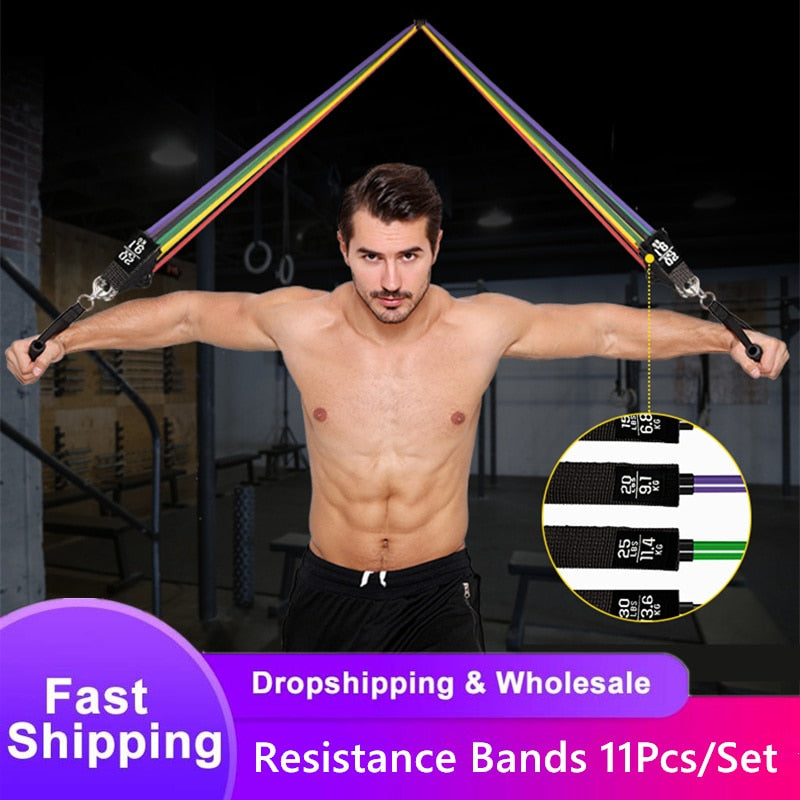 Resistance Bands Set Exercise Bands with Door Anchor Legs Ankle Straps - GilloServ