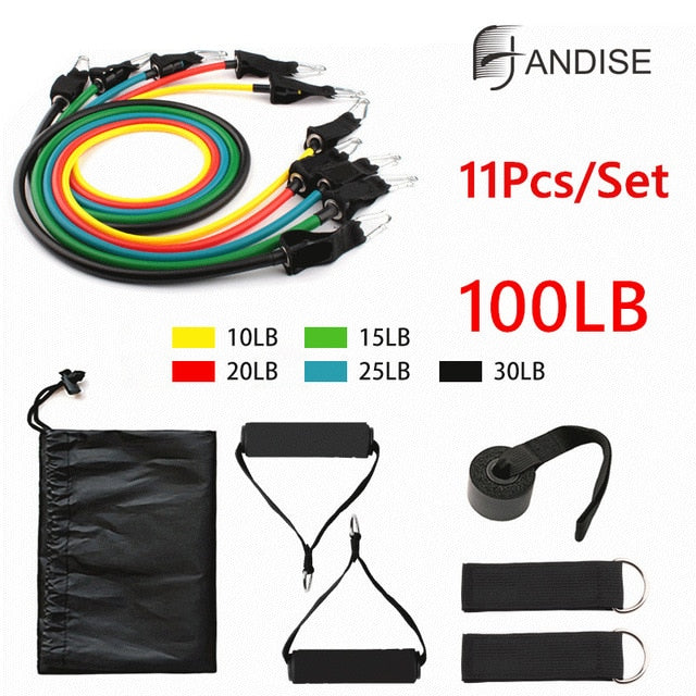 Resistance Bands Set Exercise Bands with Door Anchor Legs Ankle Straps - GilloServ