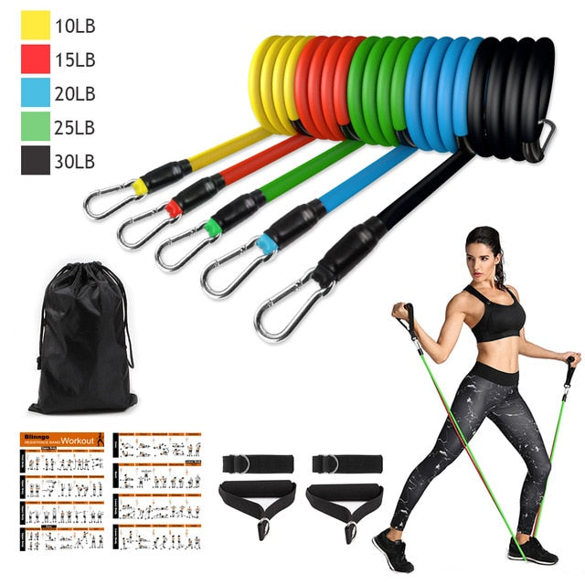 Resistance Bands Set Exercise Bands with Door Anchor Legs Ankle Straps - GilloServ