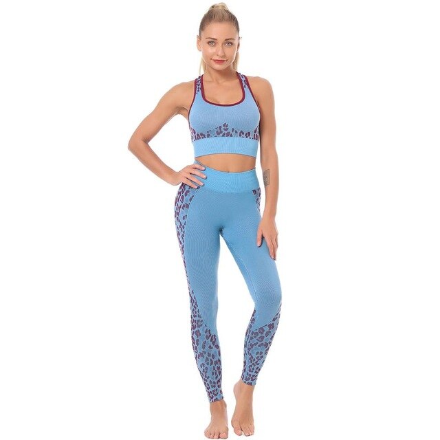Seamless Yoga Sets Leopard High Waist Leggings - GilloServ
