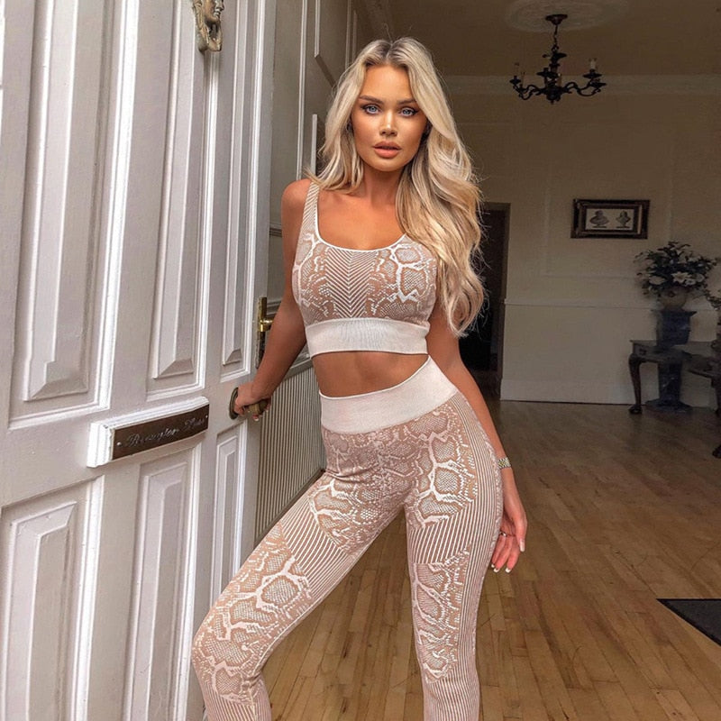 Seamless Snakeskin Yoga Set Sportswear Tracksuit - GilloServ
