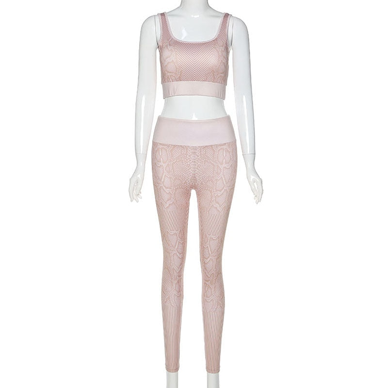 Seamless Snakeskin Yoga Set Sportswear Tracksuit - GilloServ