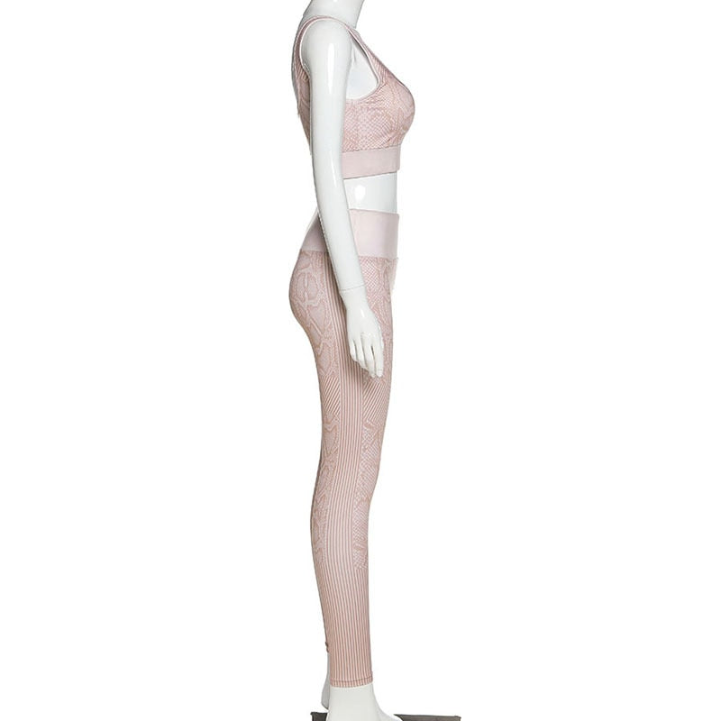 Seamless Snakeskin Yoga Set Sportswear Tracksuit - GilloServ