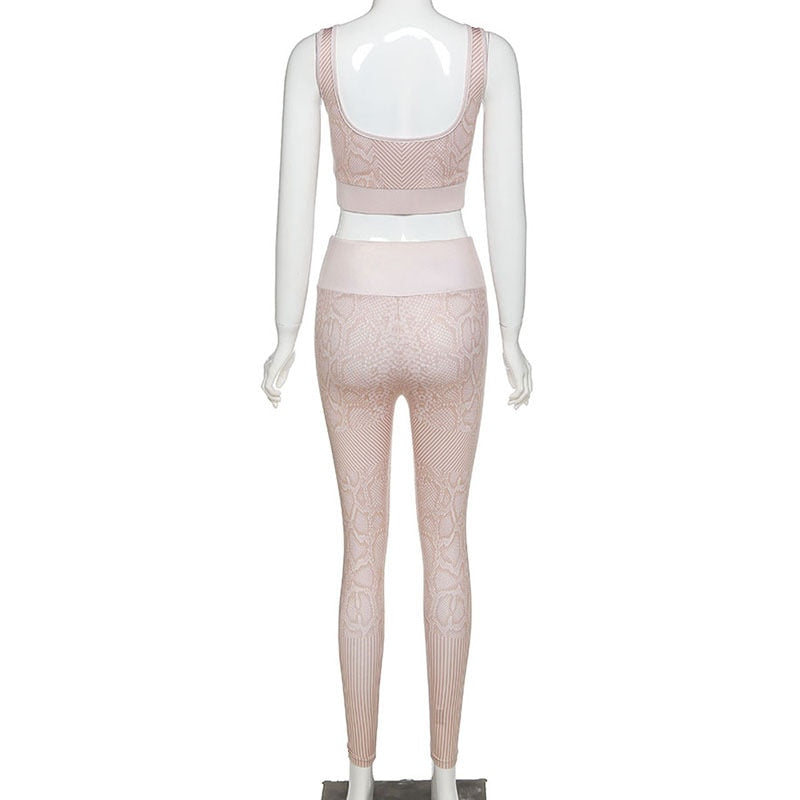 Seamless Snakeskin Yoga Set Sportswear Tracksuit - GilloServ