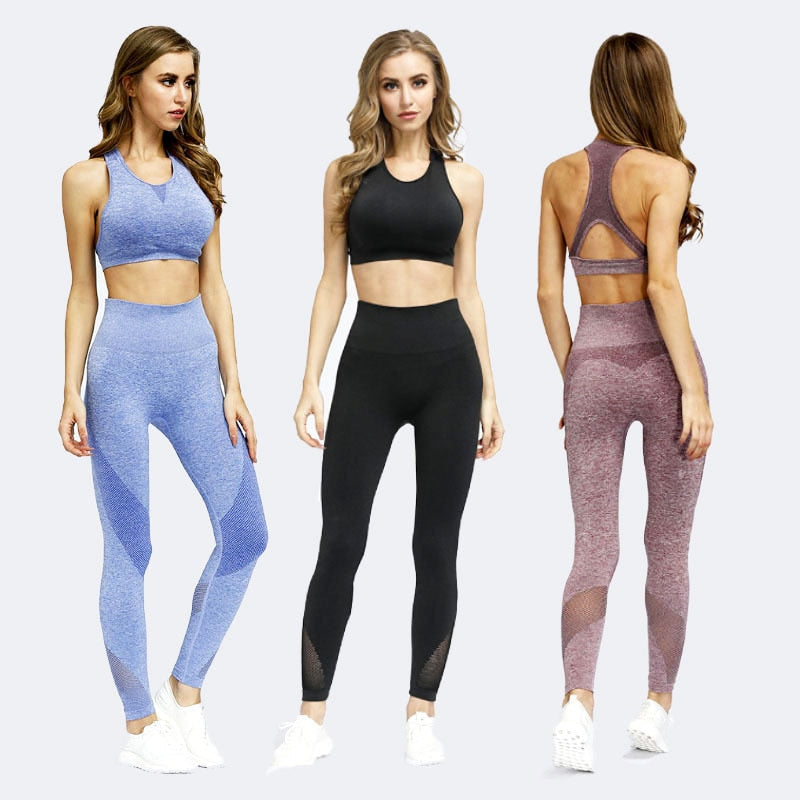 Seamless Sports Yoga Set Gym Fitness Running Tracksuit - GilloServ