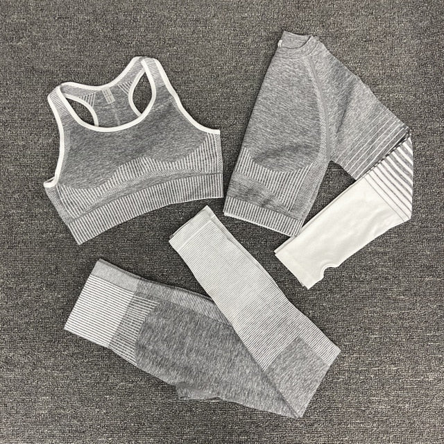 Seamless Gym Yoga Set For Women Fitness Bra Short Shirt Top Leggings Shorts Tracksuit Running Workout Sports Suit Hips Lifting - GilloServ