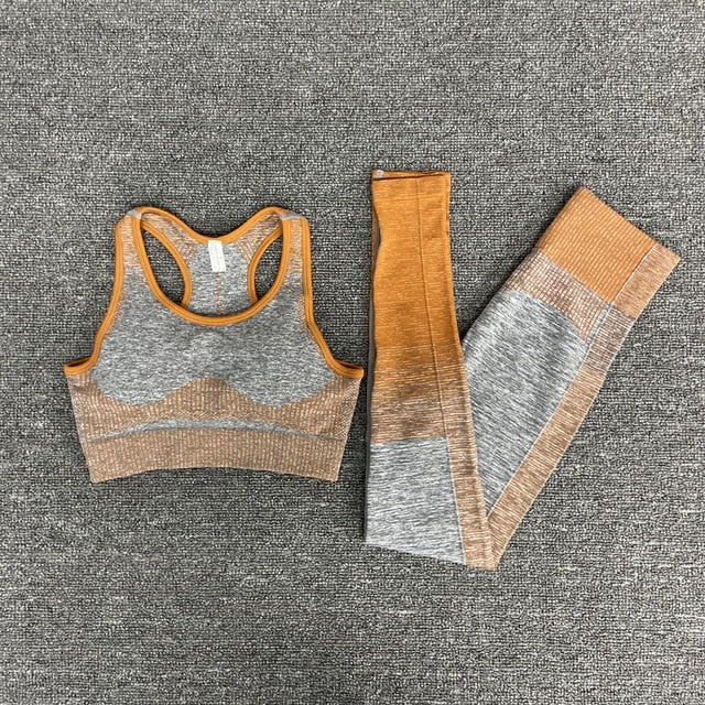Seamless Gym Yoga Set For Women Fitness Bra Short Shirt Top Leggings Shorts Tracksuit Running Workout Sports Suit Hips Lifting - GilloServ