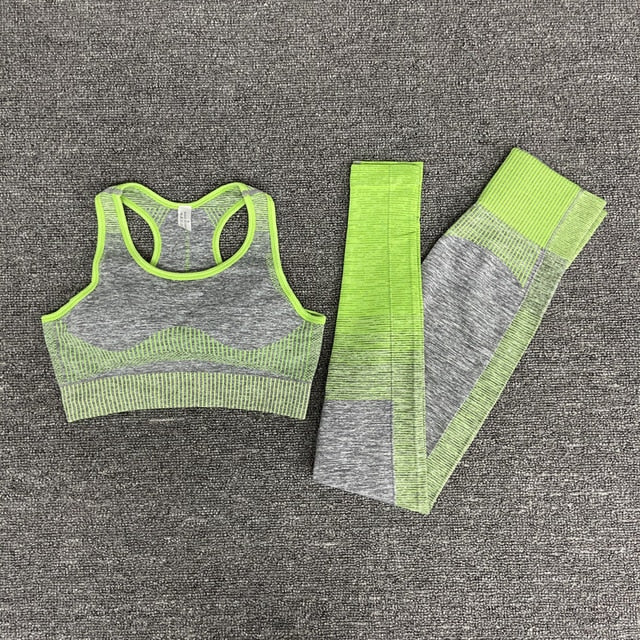 Seamless Gym Yoga Set For Women Fitness Bra Short Shirt Top Leggings Shorts Tracksuit Running Workout Sports Suit Hips Lifting - GilloServ