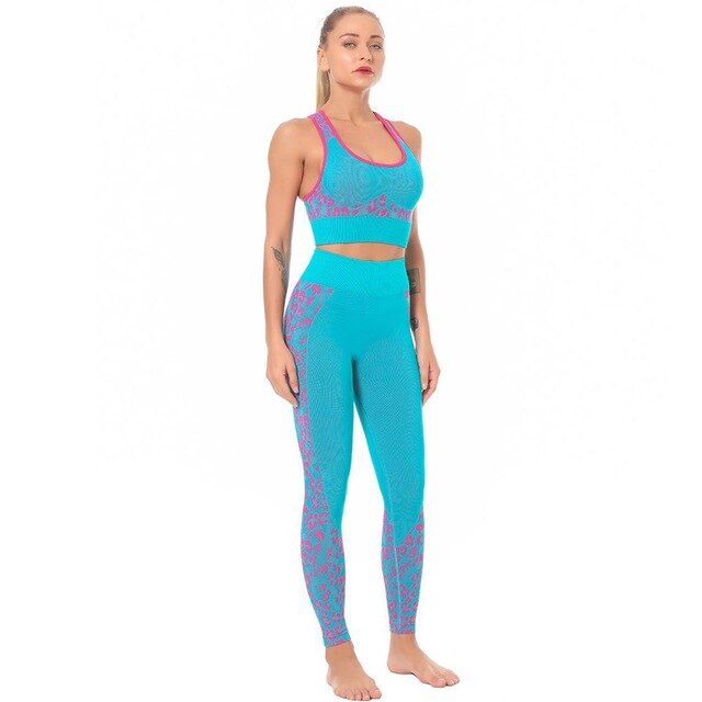 Seamless Leopard Yoga Suit Gym Clothings Women Bra Top And Leggings Sexy Fitness Sports Running Push Up Hips Lifting Tracksuit - GilloServ