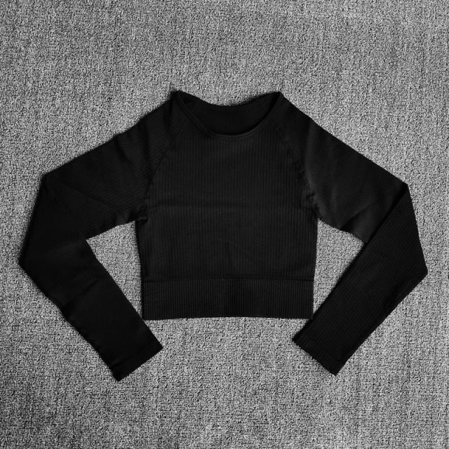 Sportswear Yoga Sets Ribbed Seamless Long Sleeve - GilloServ