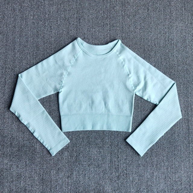 Sportswear Yoga Sets Ribbed Seamless Long Sleeve - GilloServ