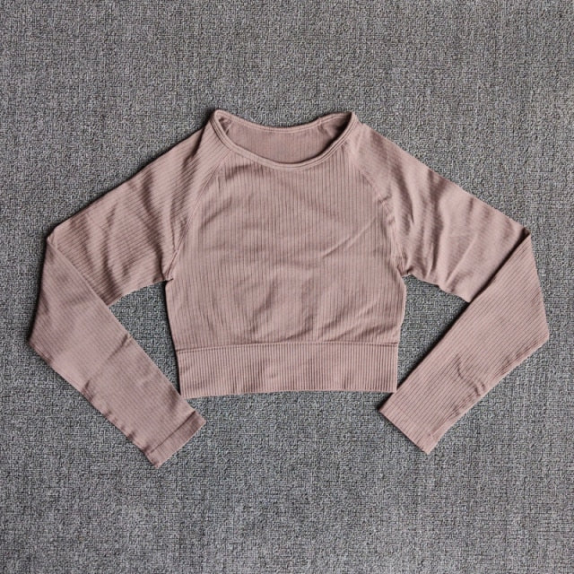 Sportswear Yoga Sets Ribbed Seamless Long Sleeve - GilloServ