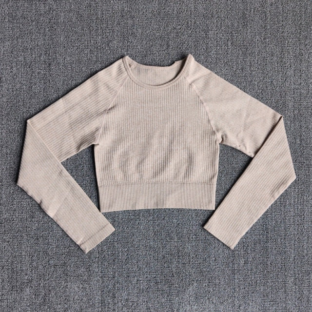 Sportswear Yoga Sets Ribbed Seamless Long Sleeve - GilloServ