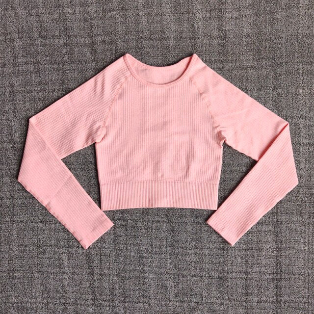 Sportswear Yoga Sets Ribbed Seamless Long Sleeve - GilloServ