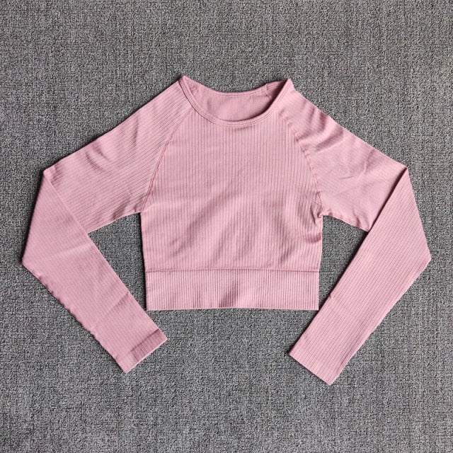 Sportswear Yoga Sets Ribbed Seamless Long Sleeve - GilloServ