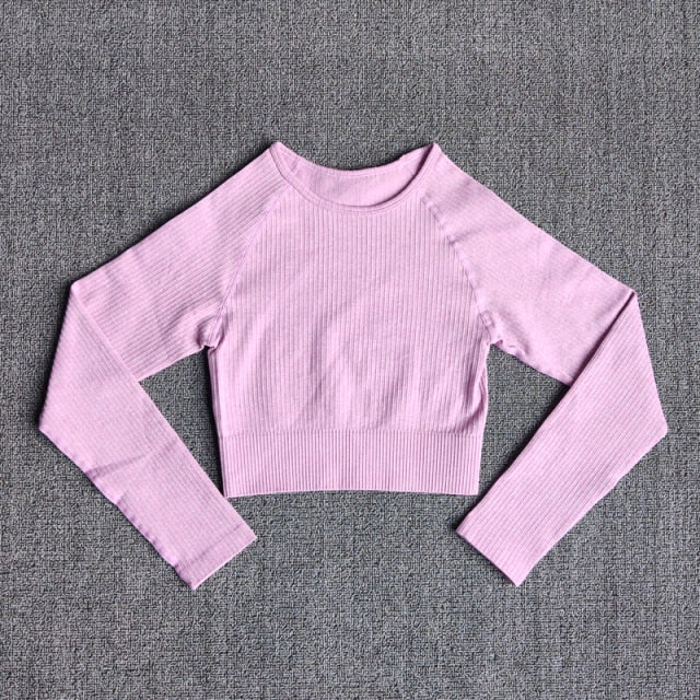 Sportswear Yoga Sets Ribbed Seamless Long Sleeve - GilloServ