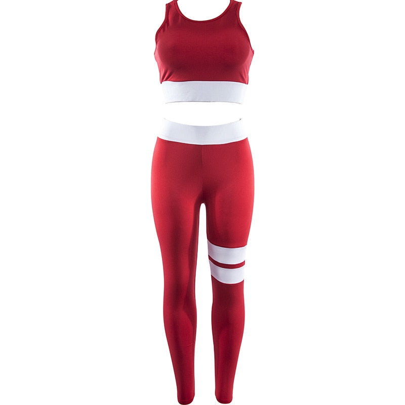 Women Tracksuit Solid Yoga Set Patchwork - GilloServ