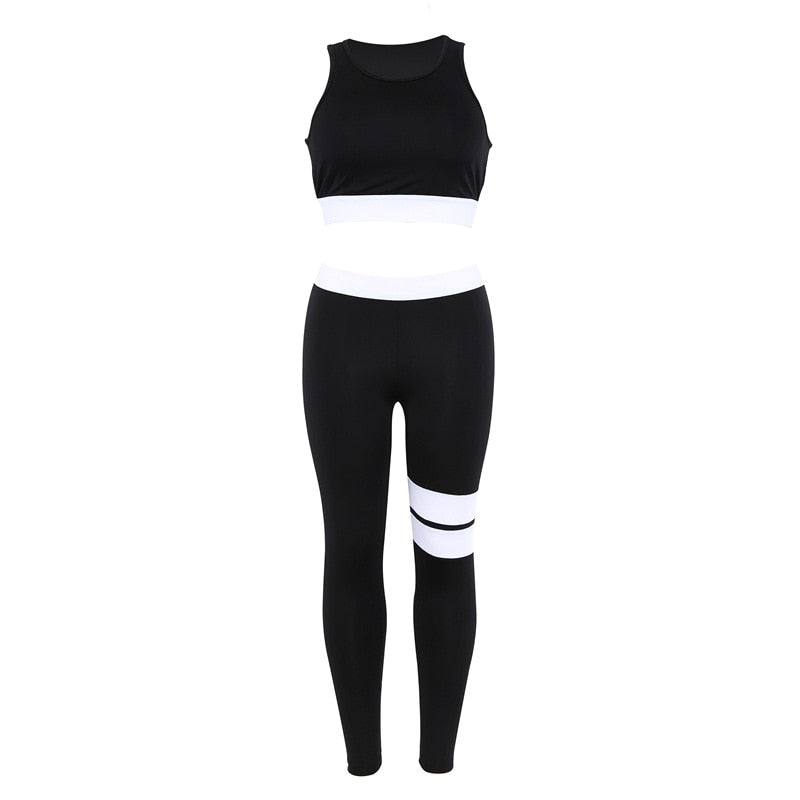Women Tracksuit Solid Yoga Set Patchwork - GilloServ