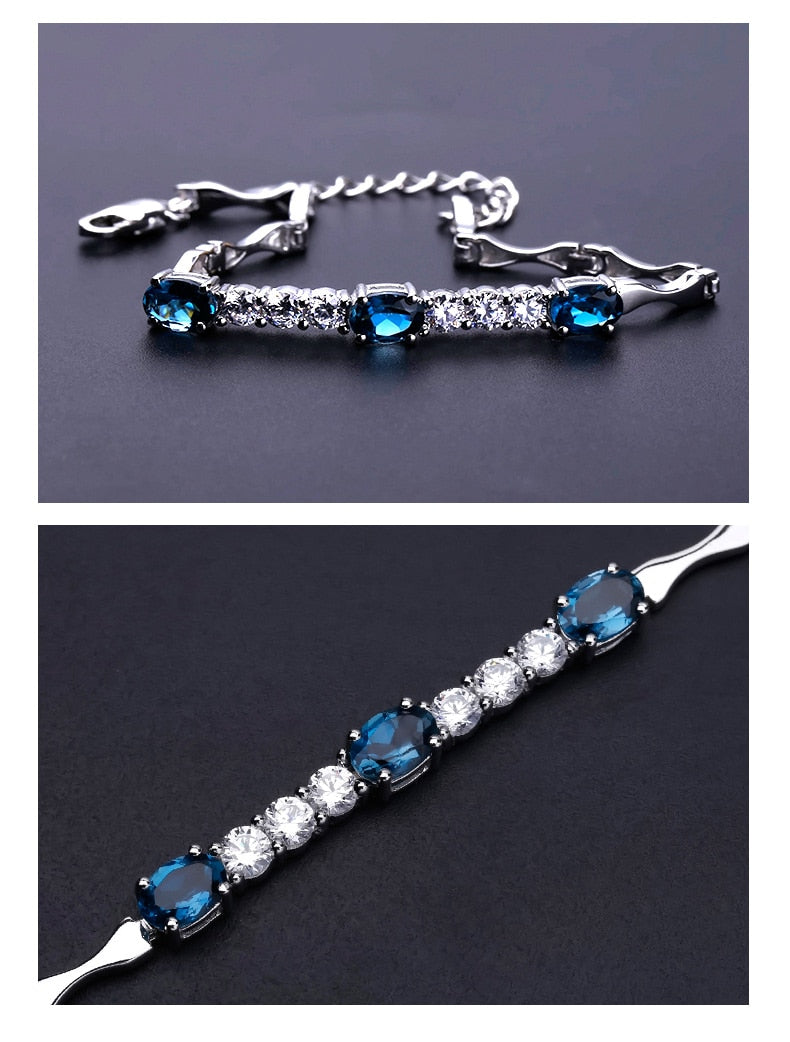 Natural Blue Bracelet 925 Sterling Silver Gemstone