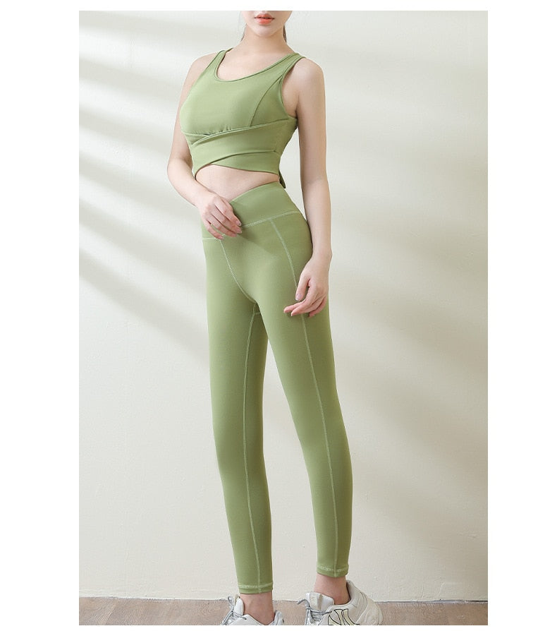 Seamless Solid Yoga Set Workout Push Up Gym Fitness - GilloServ