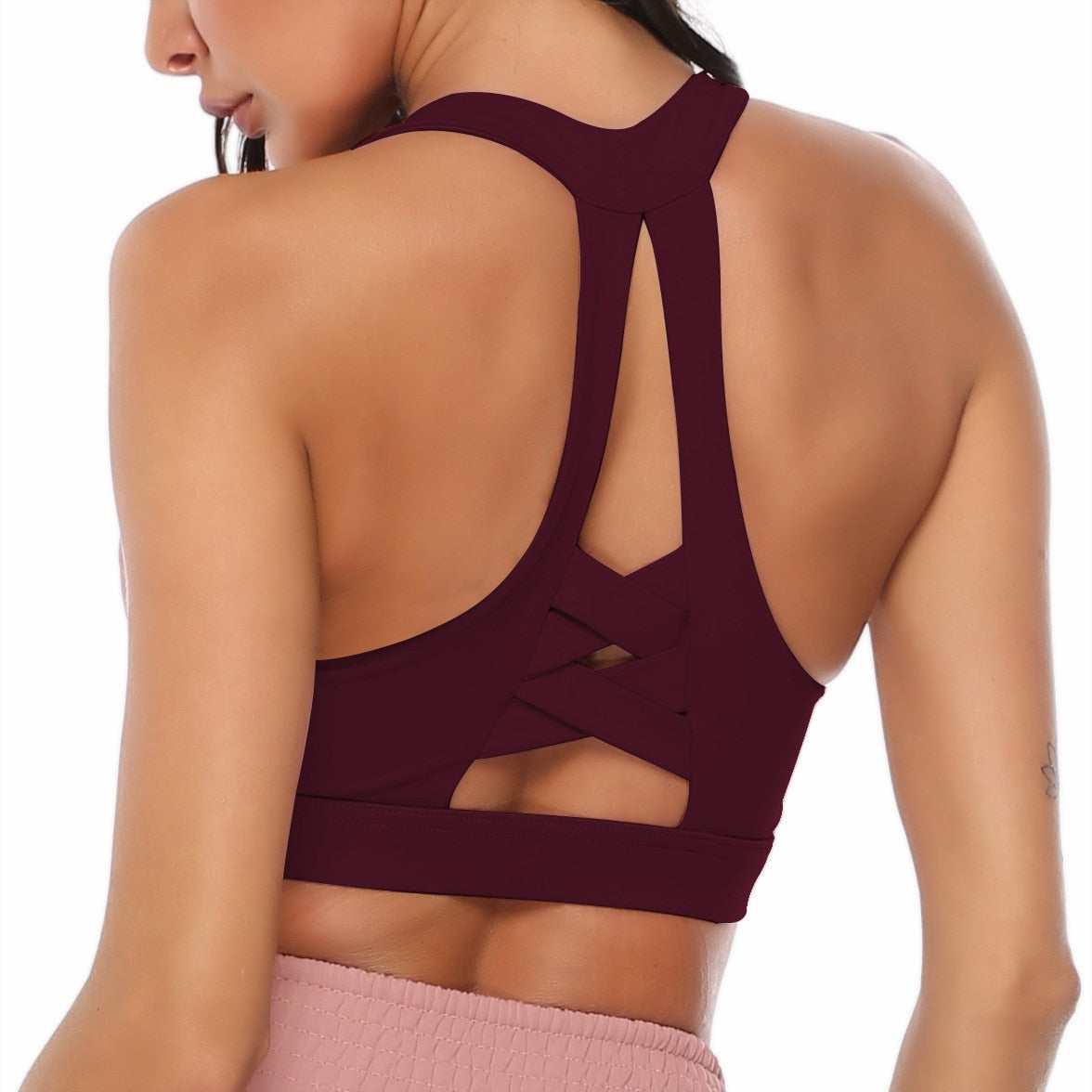 Solid Yoga Gym Bras Sports Push Up Stretchy - GilloServ