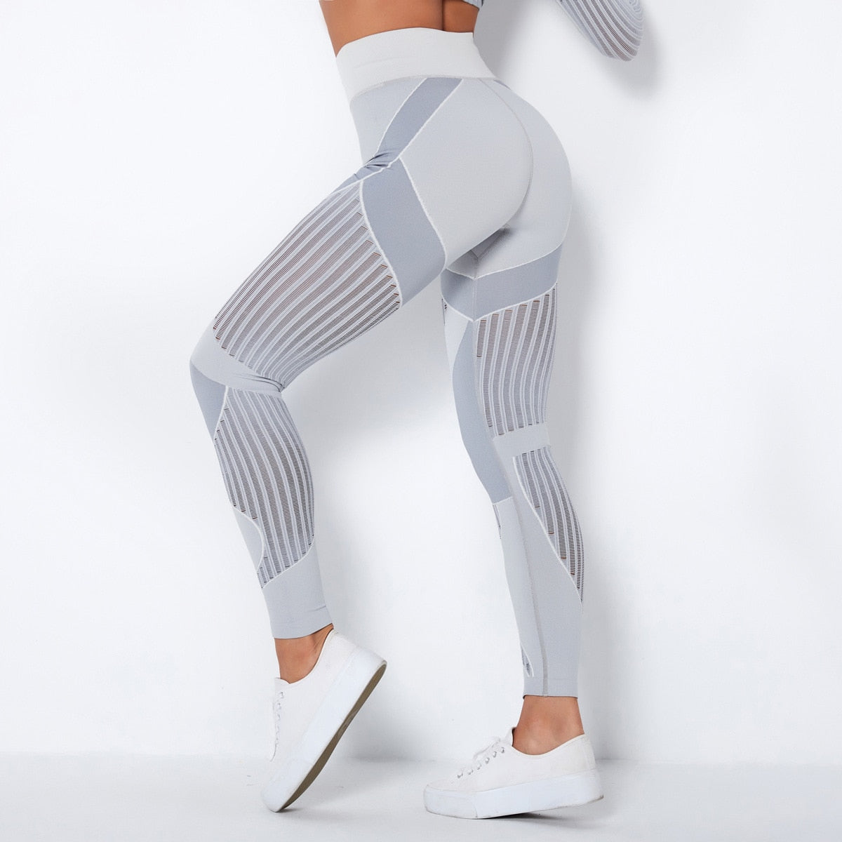 Autumn Seamless Hollow Out Yoga Leggings Work Out Fitness Gym Yoga Pantalones High Elastics High Waist Sports Slim Trousers - GilloServ