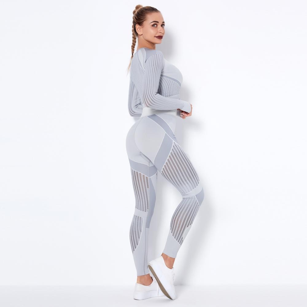Seamless Yoga Set Women Gym Clothes Long Sleeve Crop