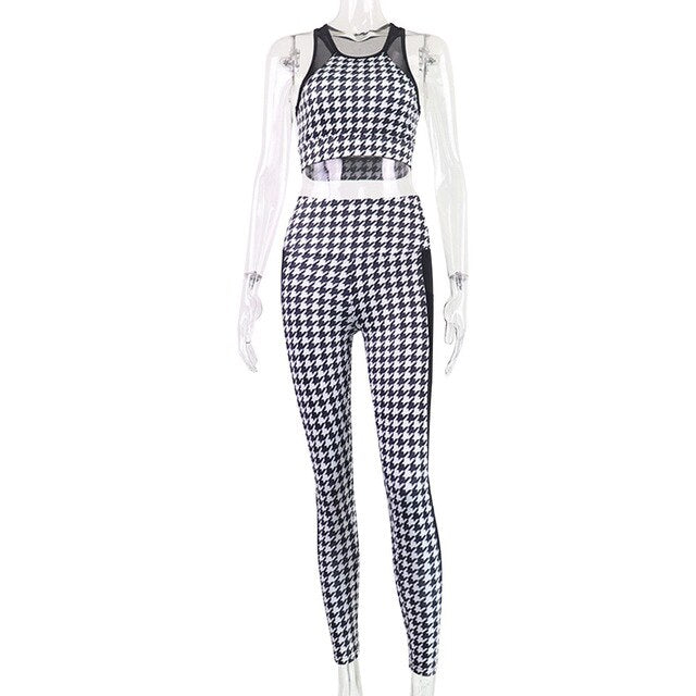 Sportswear Seamless Plaid Yoga Suit Women Gym Clothes - GilloServ