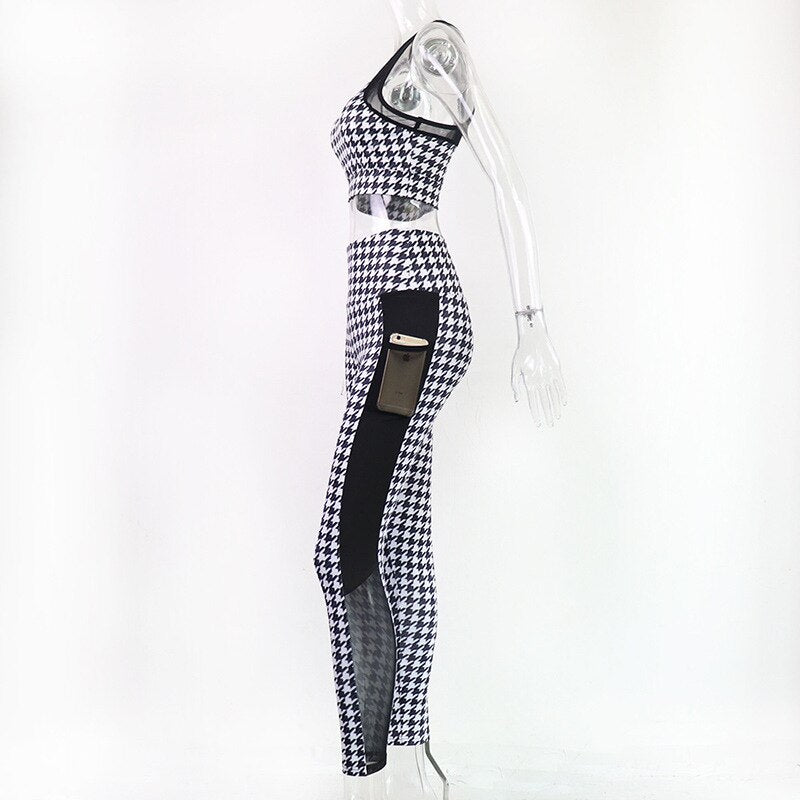 Sportswear Seamless Plaid Yoga Suit Women Gym Clothes - GilloServ