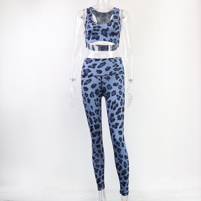 Sportswear Seamless Leopard Print Yoga Gym Yoga Set Casual Tank Crop Top High Waist Leggings Two Piece Set Workout Fitness Suit-1